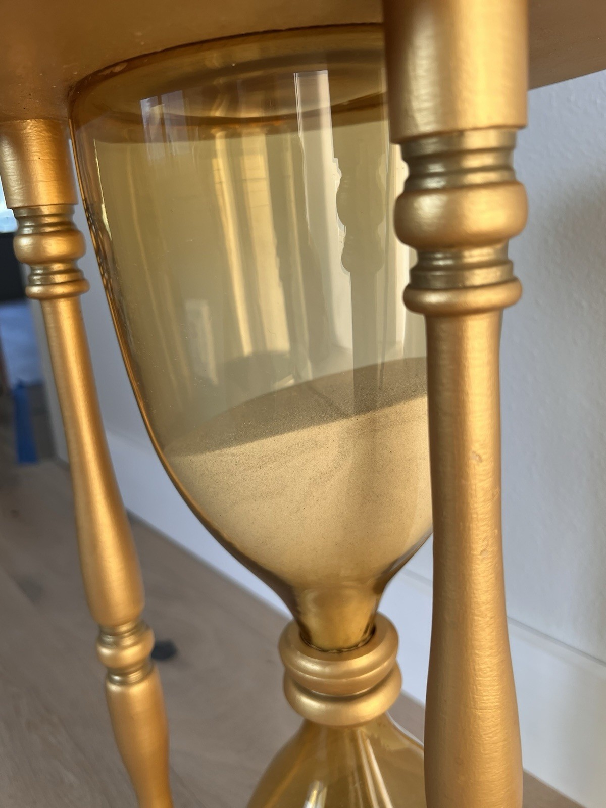 RARE Vintage Blenko Amber Glass Hourglass Wood Frame 23.75” MCM