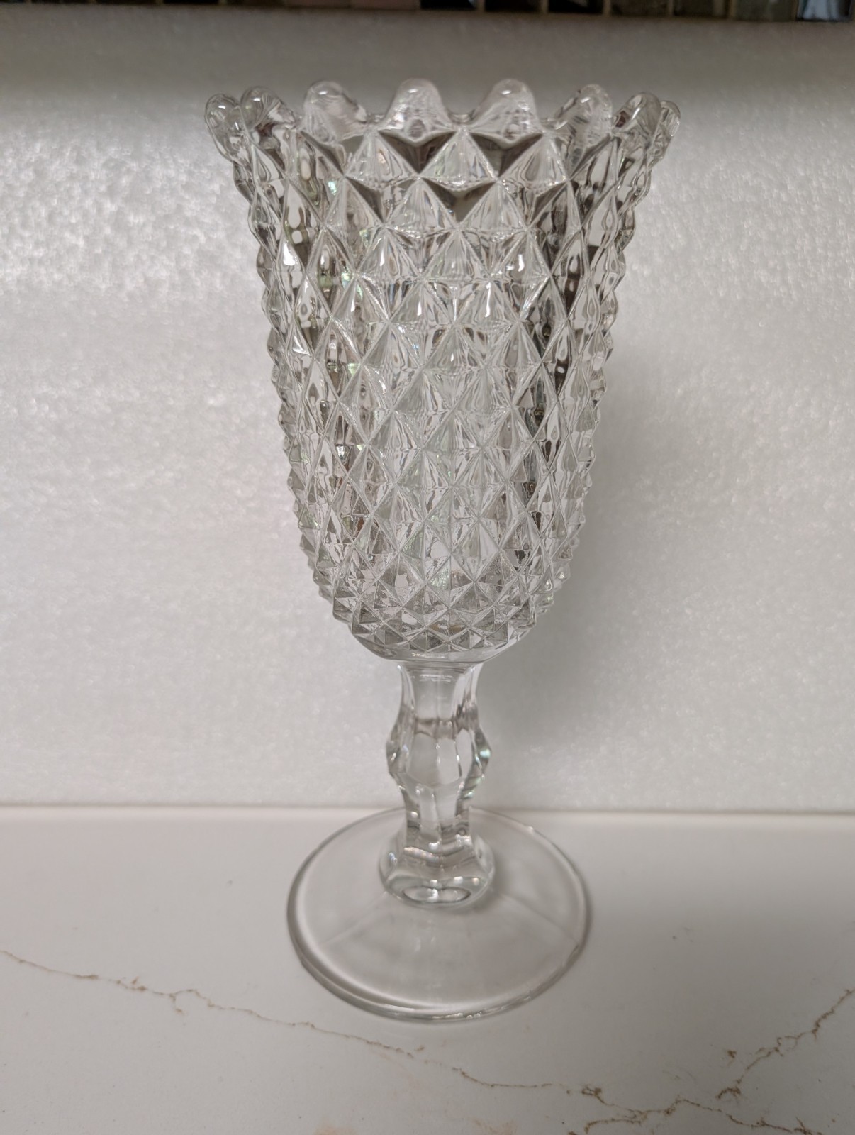 VTG Sawtooth Celery Vase Diamond Point Westmoreland Clear Glass