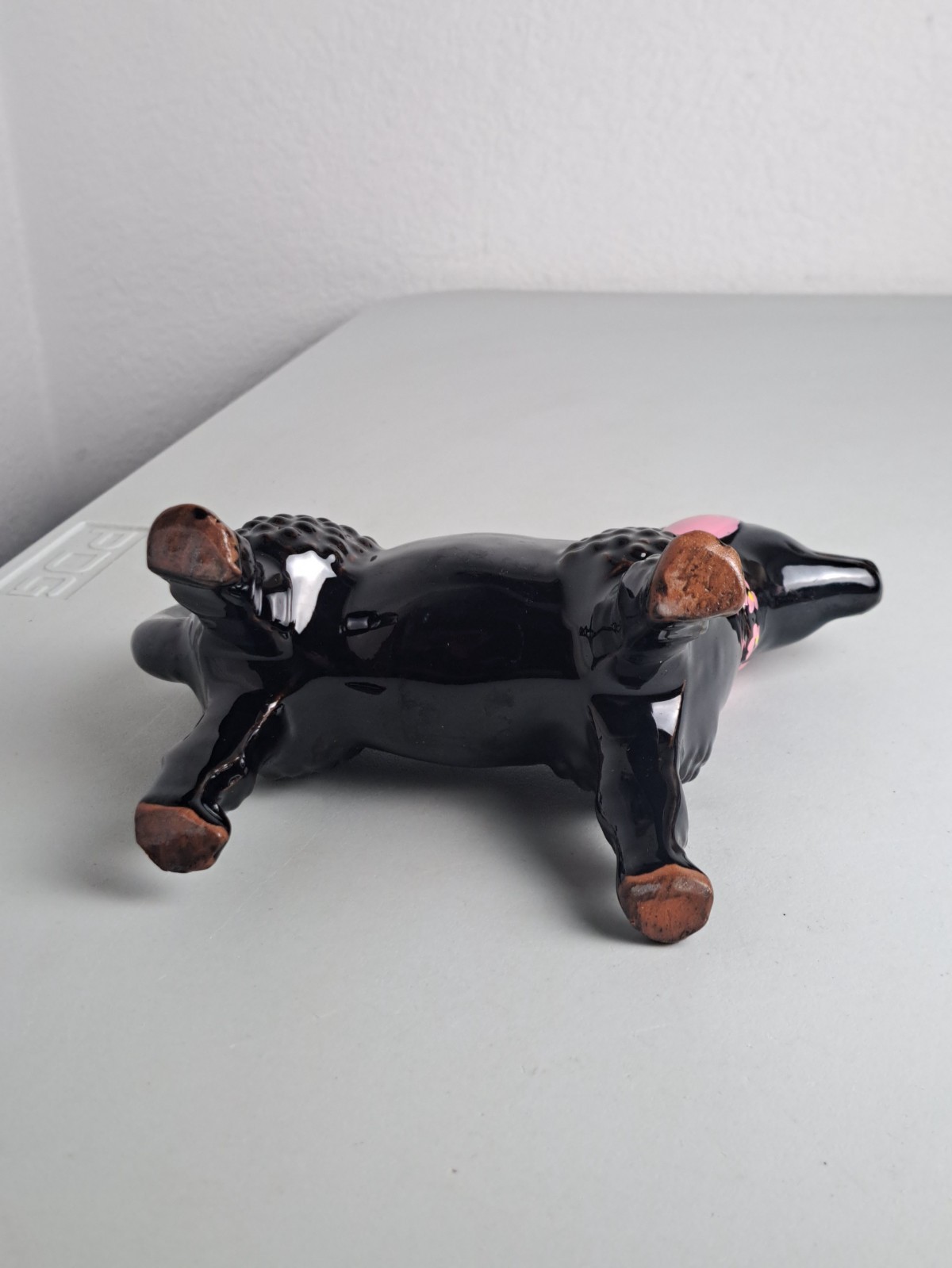 VTG. 50’s 60’s Redware Pottery BLACK FRENCH POODLE CERAMIC PLANTER