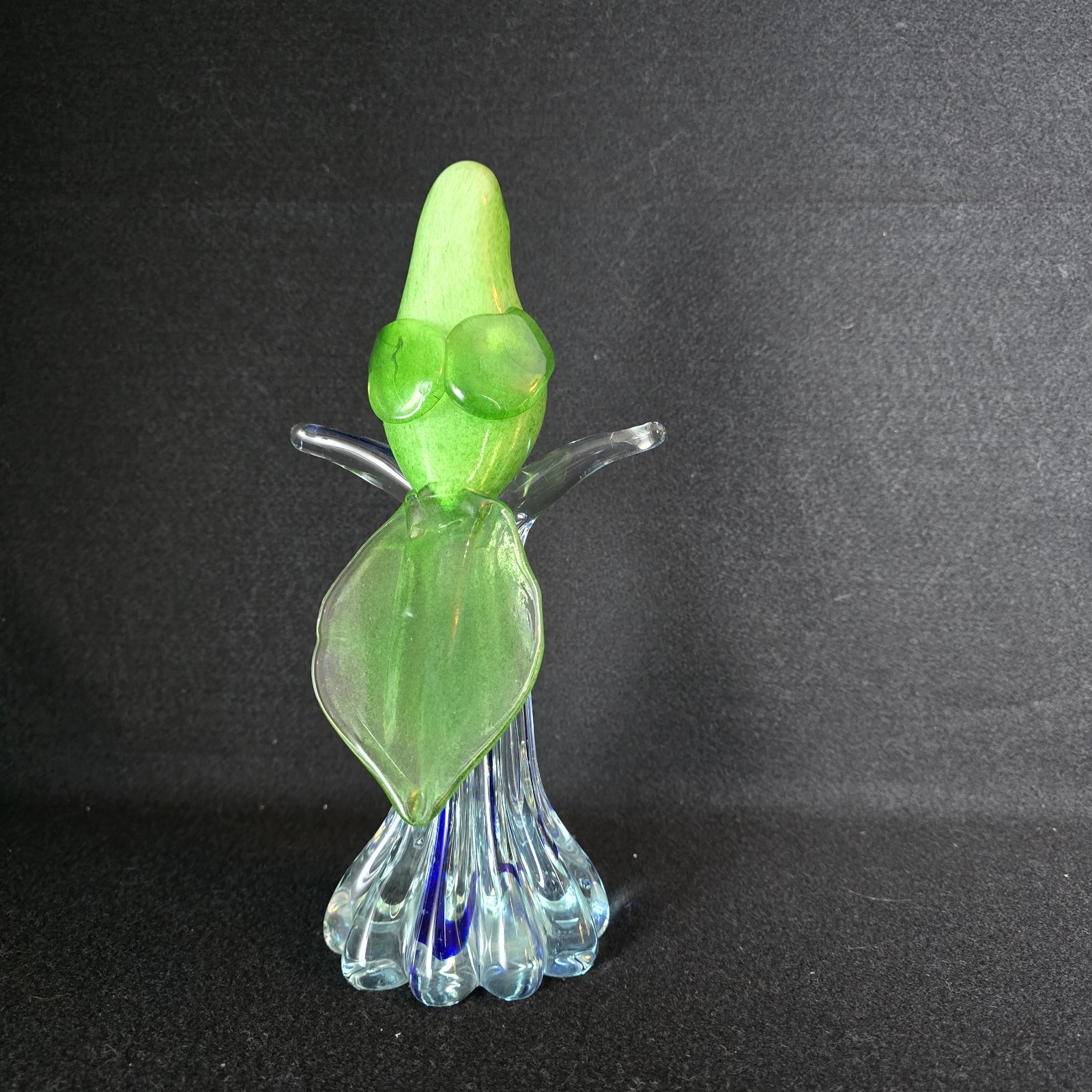 Murano Style Glass Parrot 11 Tall Green Blue Modern Art Glassware VTG Heavy!