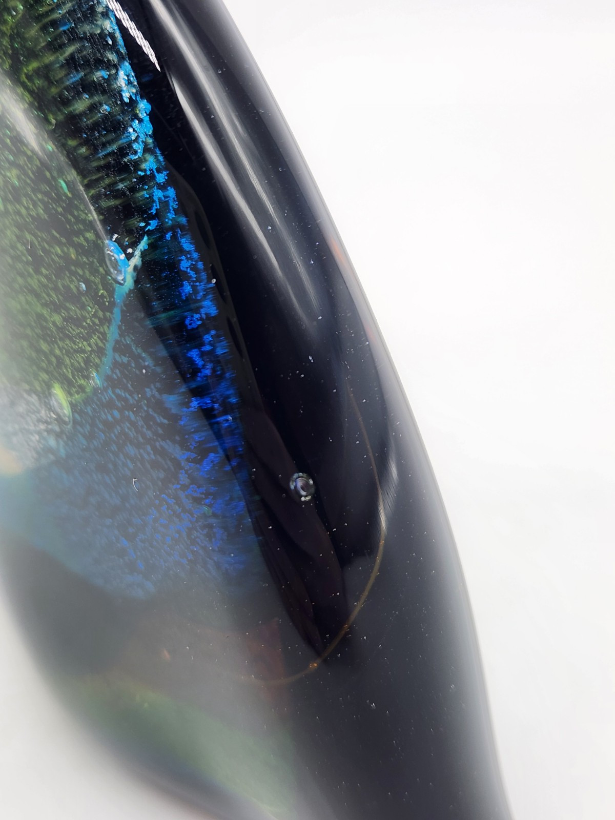 Art Glass Paperweight Fish Fin Blue, Green, Yellow 5.25″ x 5″