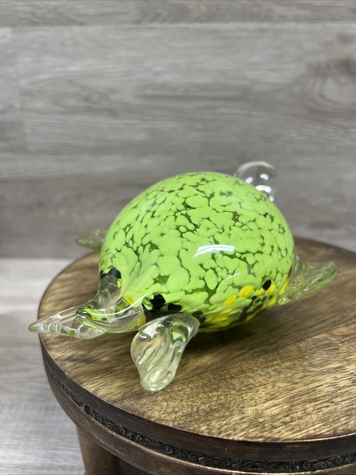 VTG Glass SEA Turtle Paperweight Clear Light Green 7” 5th Avenue Crystal