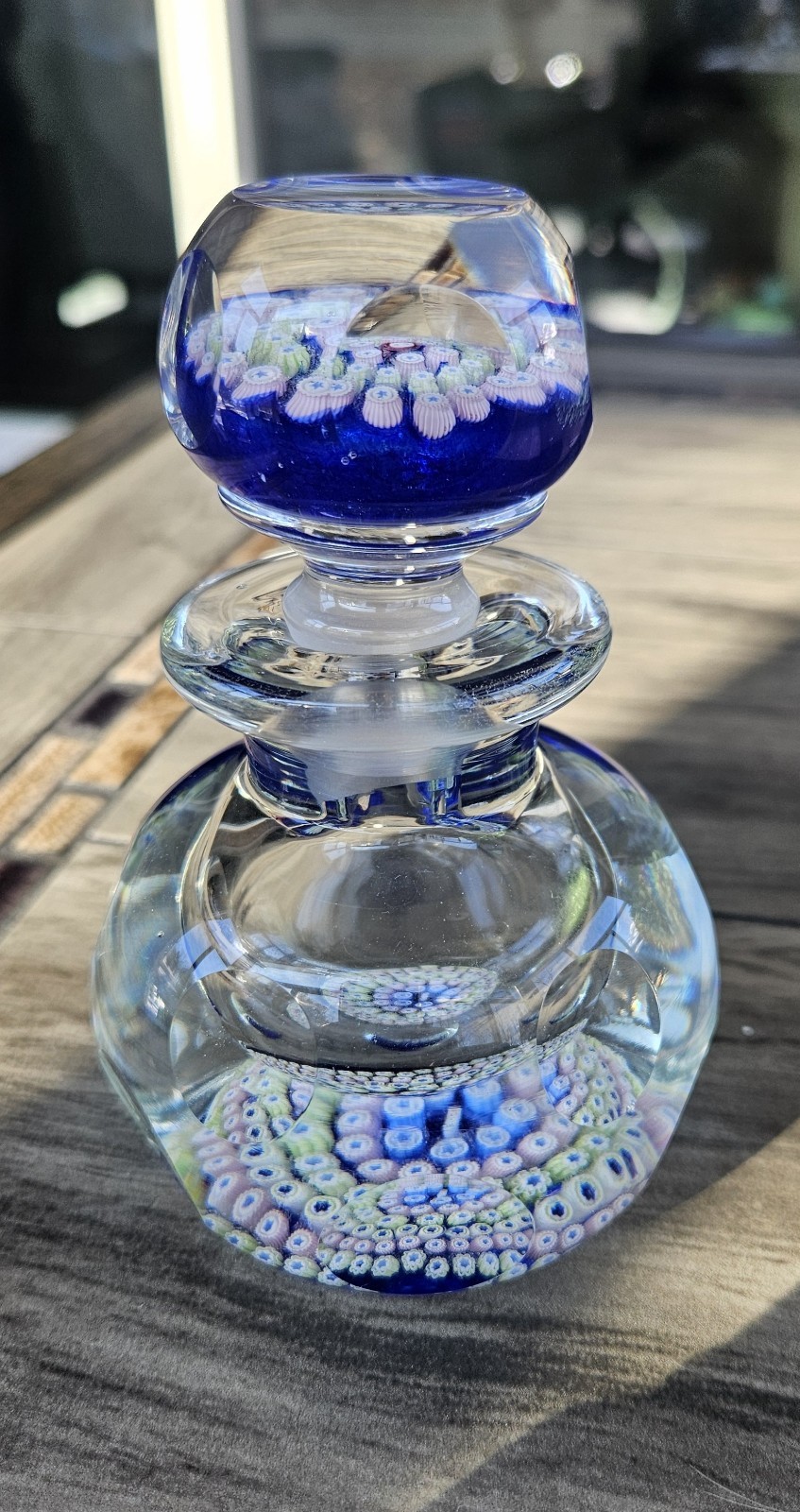 Large John Deacons StK Cane Millefiori Paperweight Style Inkwell Bottle Faceted