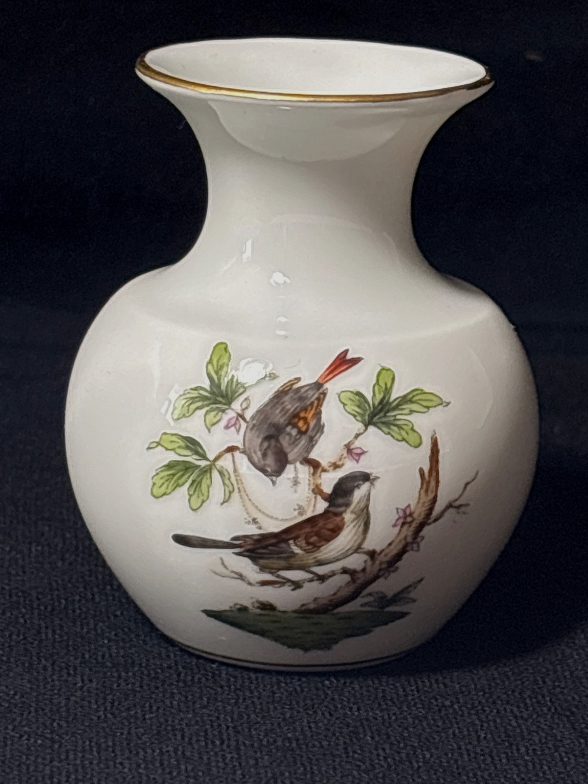 Herend Hungary Rothschild Bird 2.75″ Bud Vase #7193