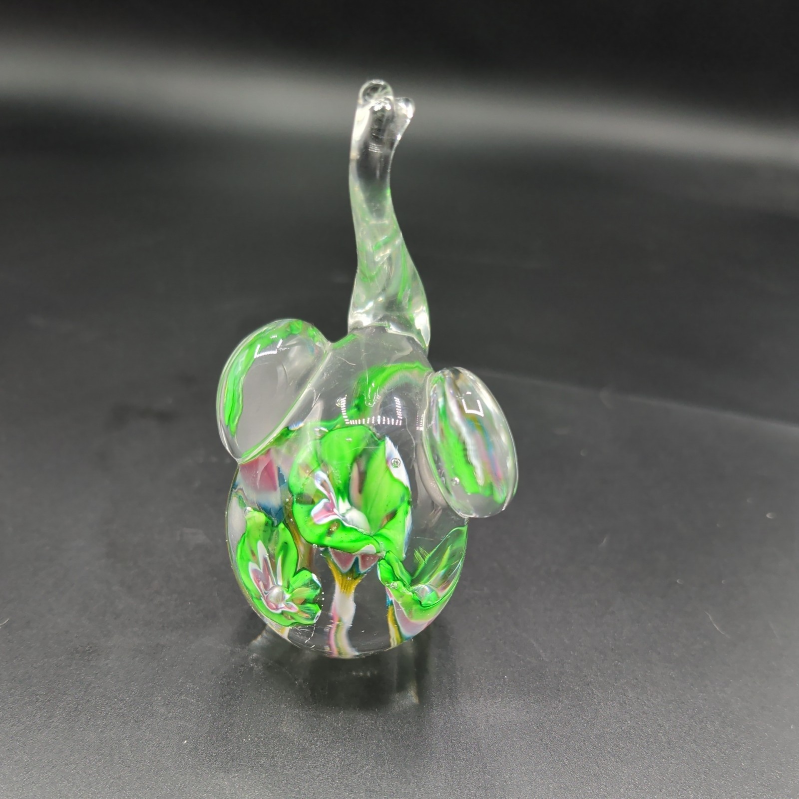 Vintage Rare Chalet Canada Glass Elephant 2 Tones Blue And Green Signed Chalet