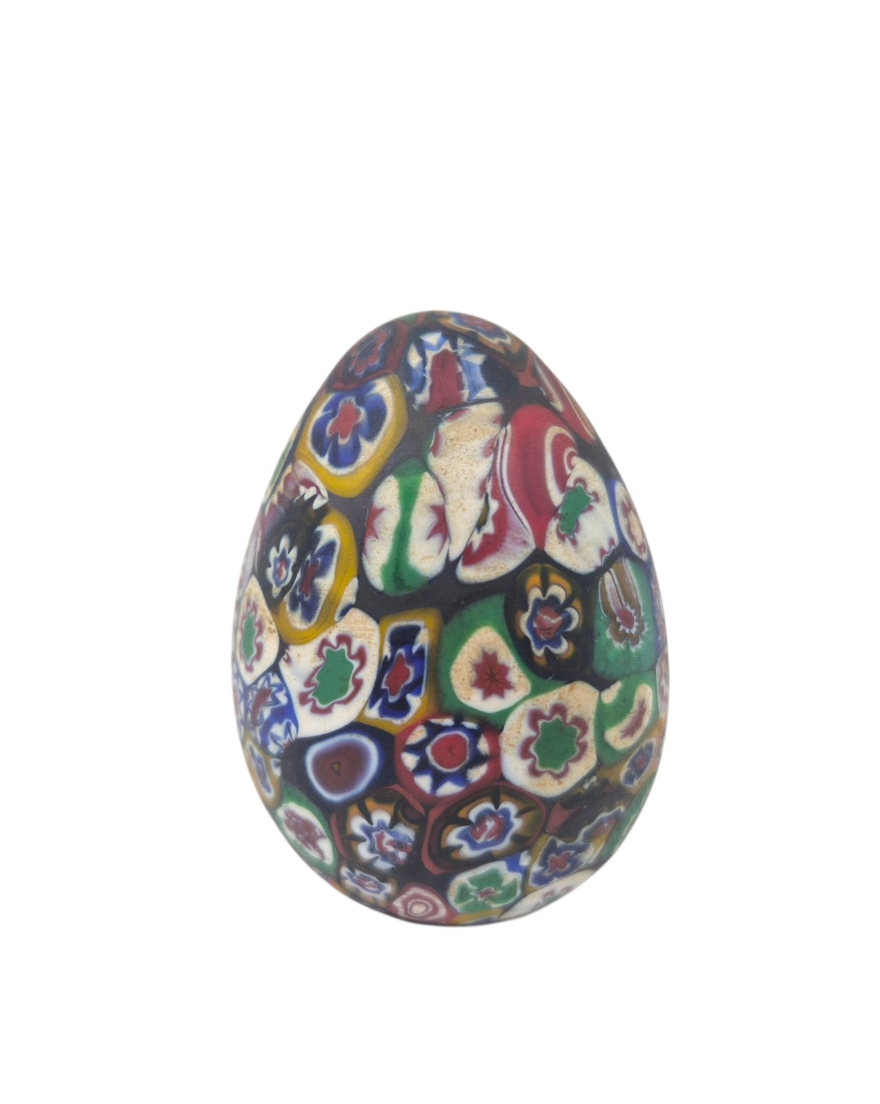 Murano Millefiori Italian Glass Egg Paper Weight Desk Decor