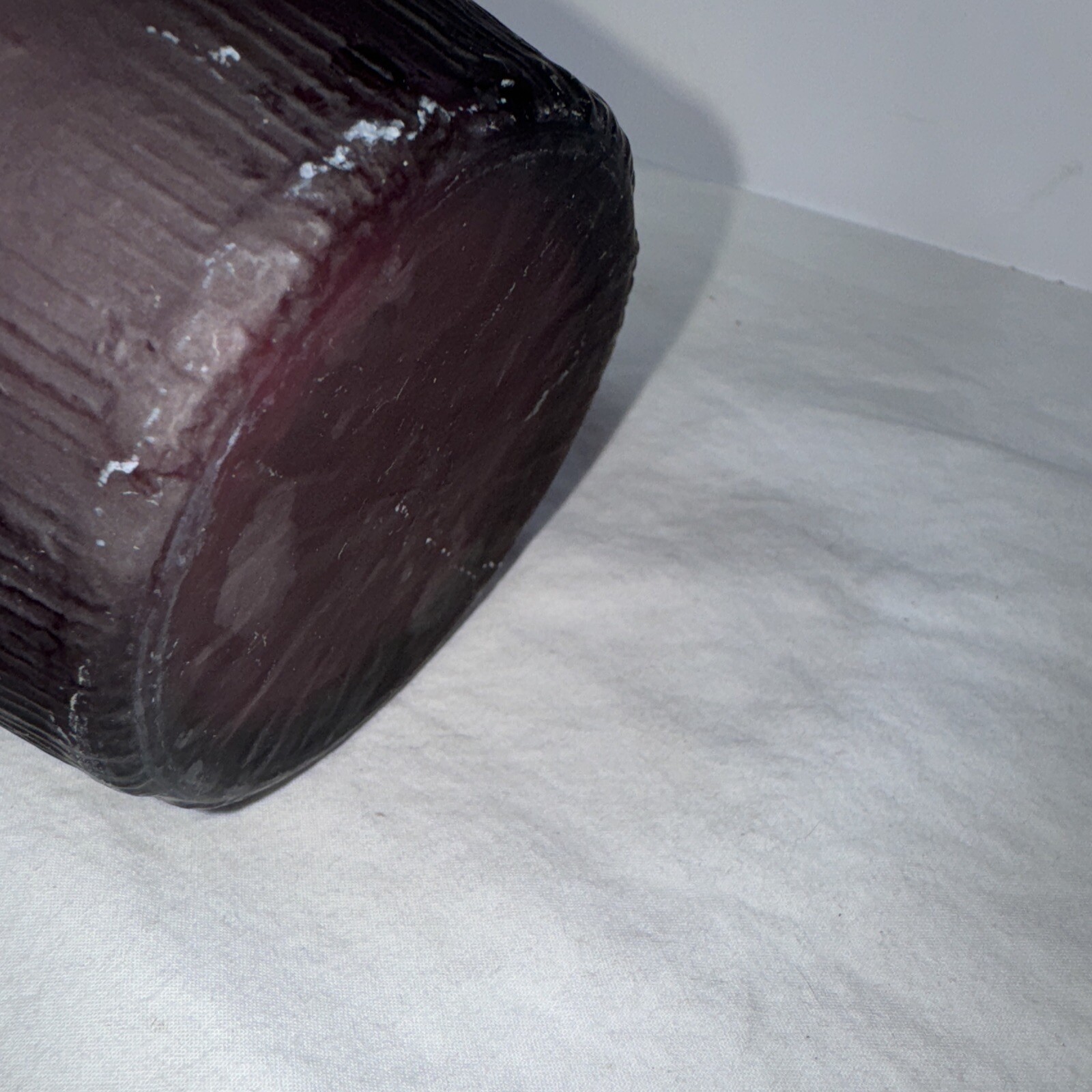 Vintage Purple Flower Petals Leaves Matte Finished Satin Art Glass Basket Vase