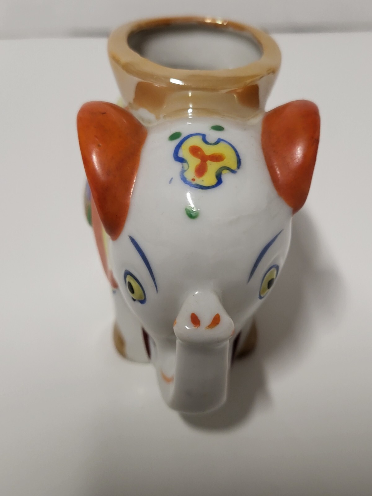 Vintage Lustre Finish Handpainted Japan Ceramic Elephant Vase Or Planter
