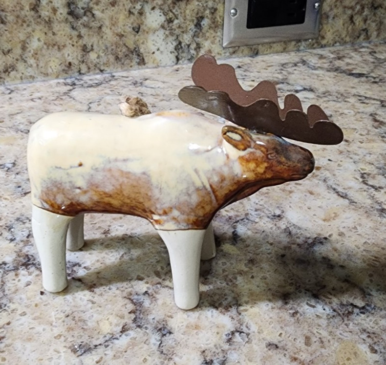 Crate And Barrel Pottery Moose Ornament Hanging NWT
