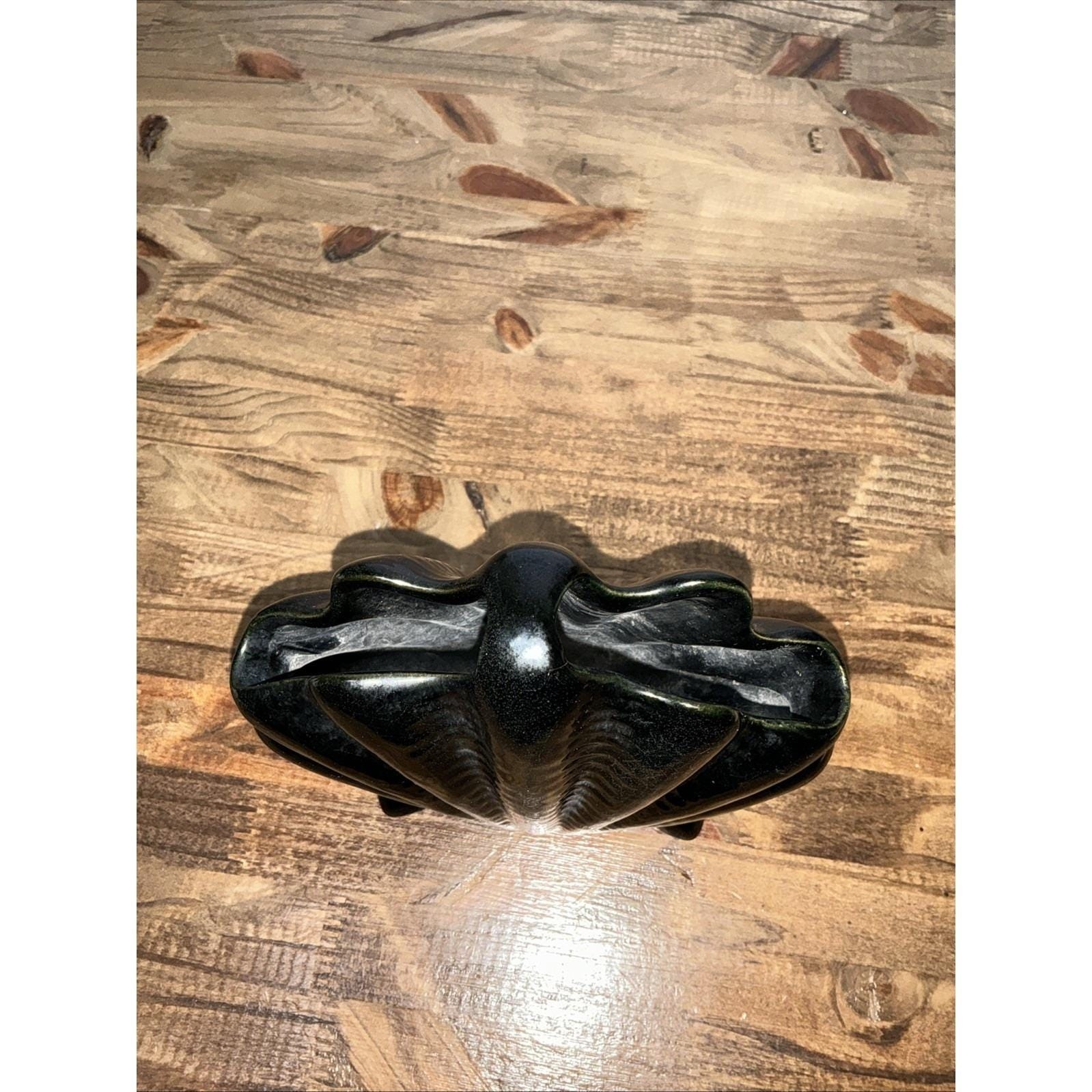Vintage Frankoma Pottery 54 Ocean Shell Vase Onyx Black 6″ Art Pottery USA