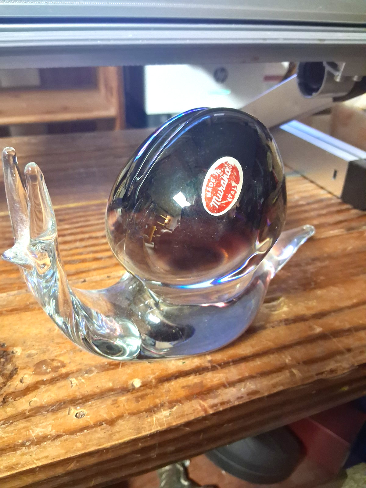 LARGE * MURANO * Glass Snail Figure Purple Smoke Color 8” Art Glass 4 POUNDS!
