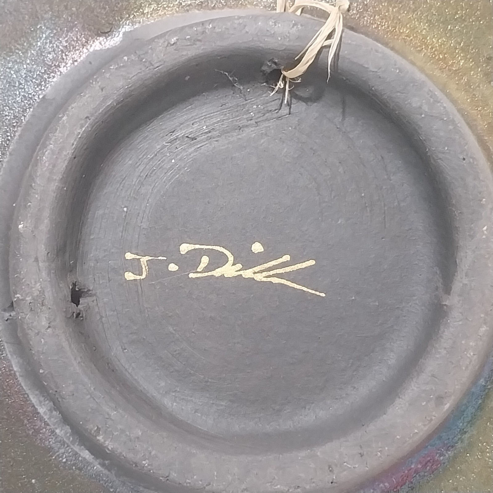 Jeremy Diller Signed Raku Studio Art Pottery 5 Buffalo Bison Round Plate 8″