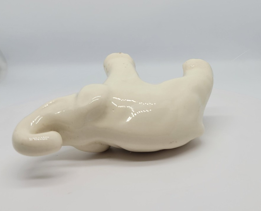 Elephant Figurine Trunk Up Cream White Pottery Ceramic Collectible 2.5 Inch