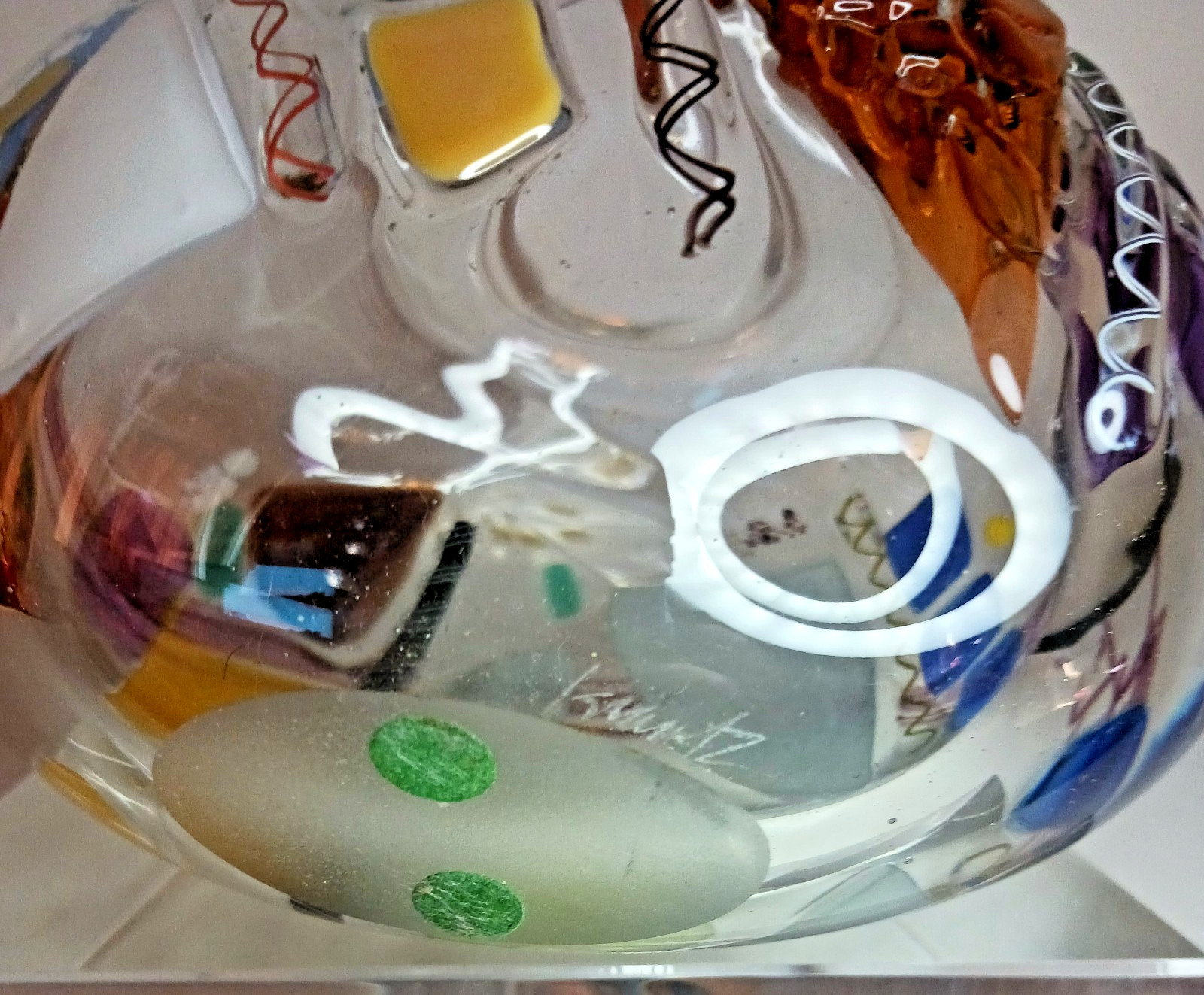 Michael Kraatz 1980’s Memphis Style Studio Art Glass Vase. Signed.