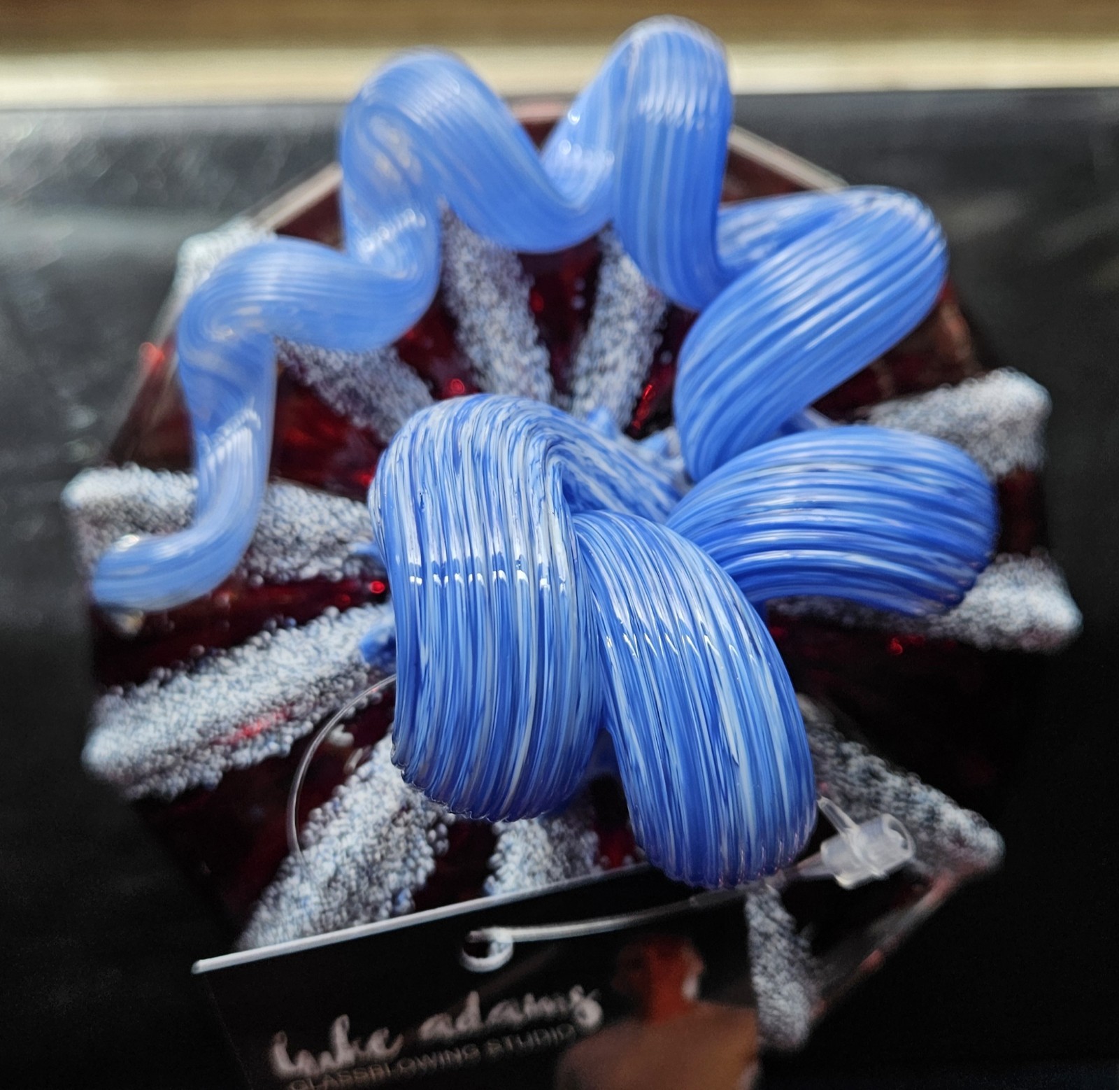 Patriotic Red, White, & Blue Luke Adams Glass Pumpkin, Squat Size
