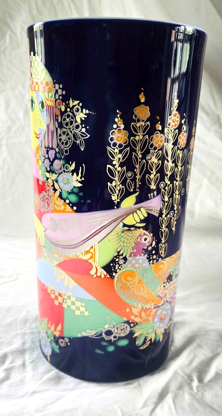Rare Bjørn Wiinblad Rosenthal Studio-Line Porcelain Vase 9.75” Cobalt Blue