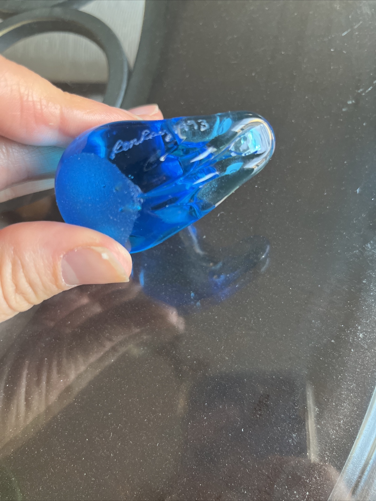 Leo Ward Glass Blue Bird of Happiness Signed Figurine 1993 1998 Art Glass VTG