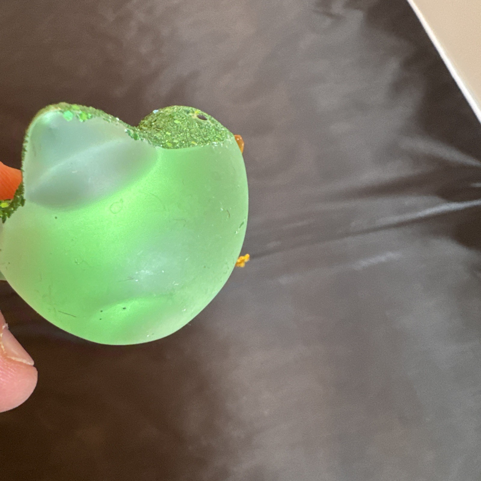 Solid Glass Green Glitter Bird Christmas Holiday Ornament