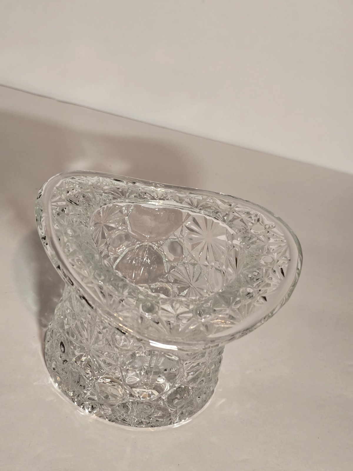 Vintage Fenton Daisy Button Hat Pressed Glass 3.25″ Vase Clear
