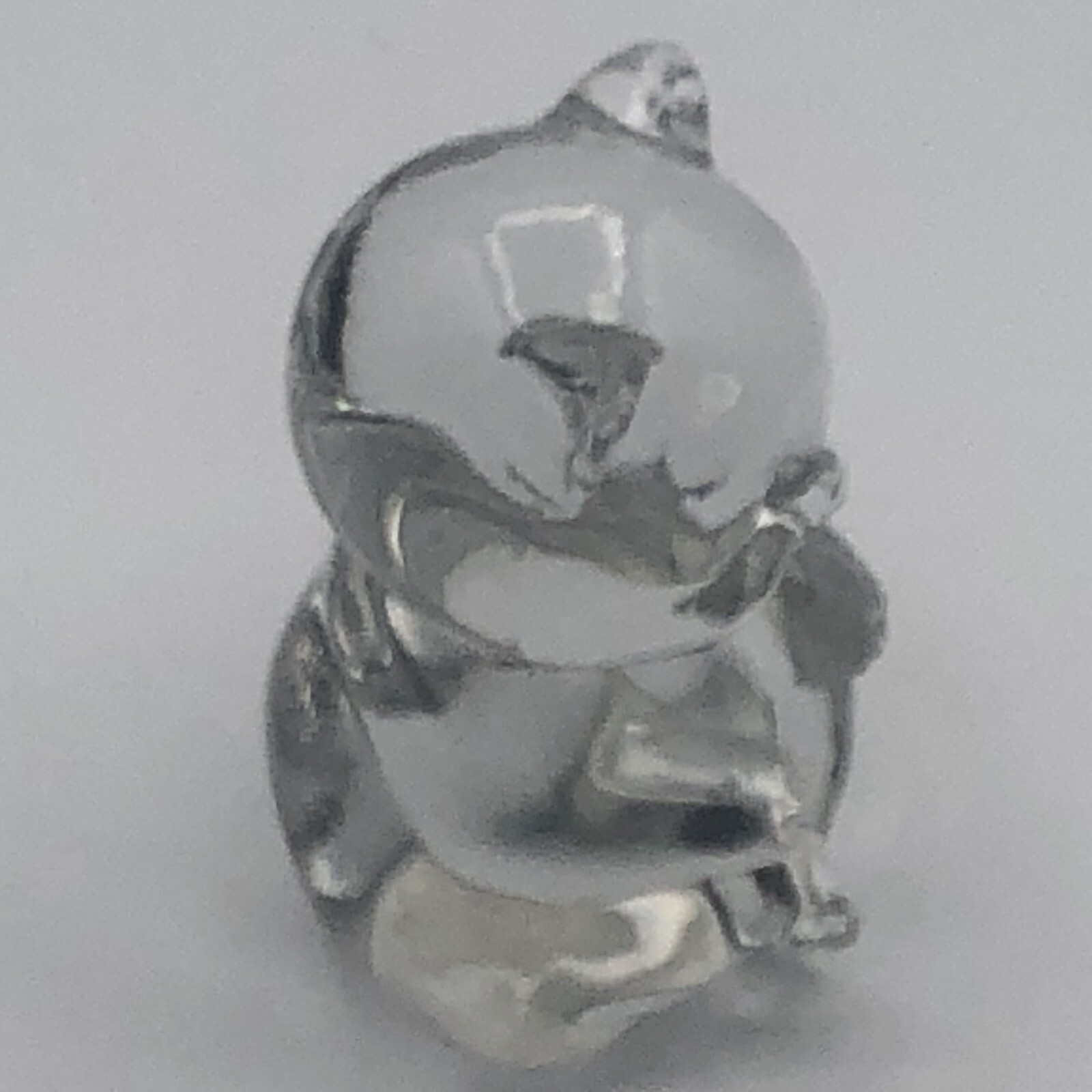Fenton Clear Glass December Birthday Bear Topaz Heart Figurine Paperweight