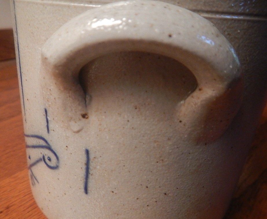 Salmon Falls Pottery Rocking Horse Salt Glazed Crock ~ 4.5″ Tall ~ 1991