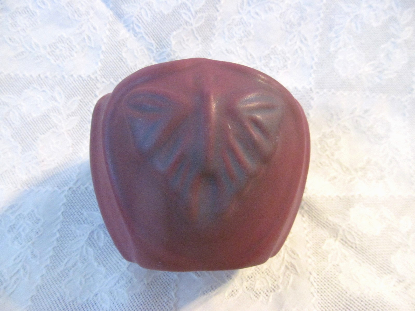 Vintage Van Briggle Pottery Mulberry Butterfly Moth 3sided Vase Pot Planter 3″