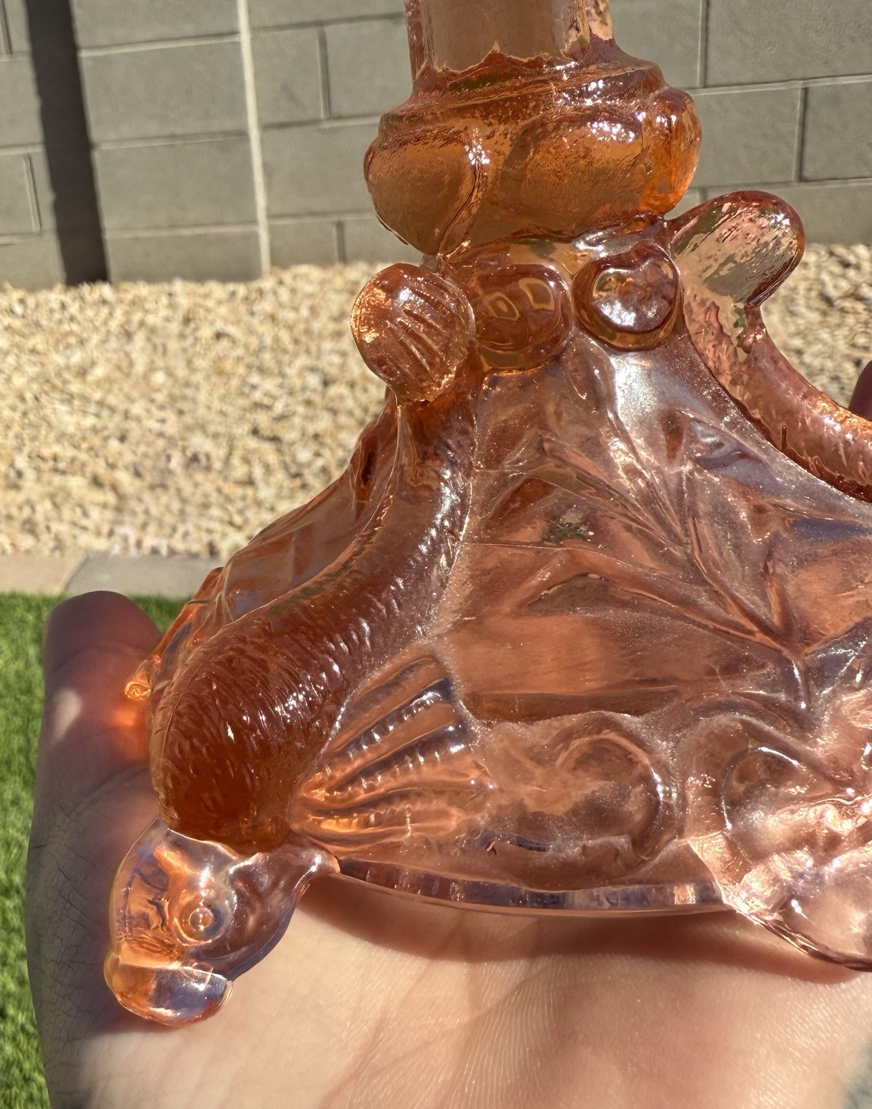 Pair of Portieux Vallerysthal Bavards Snake Koi Candlestick Pink- Luxury 9” Tall
