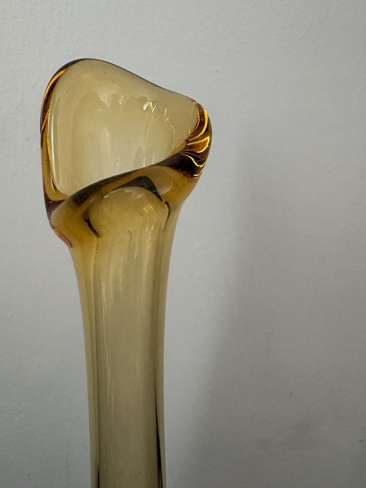 Viking Glass 1970’s Pedestal Drape Vase Amber MCM Footed Base