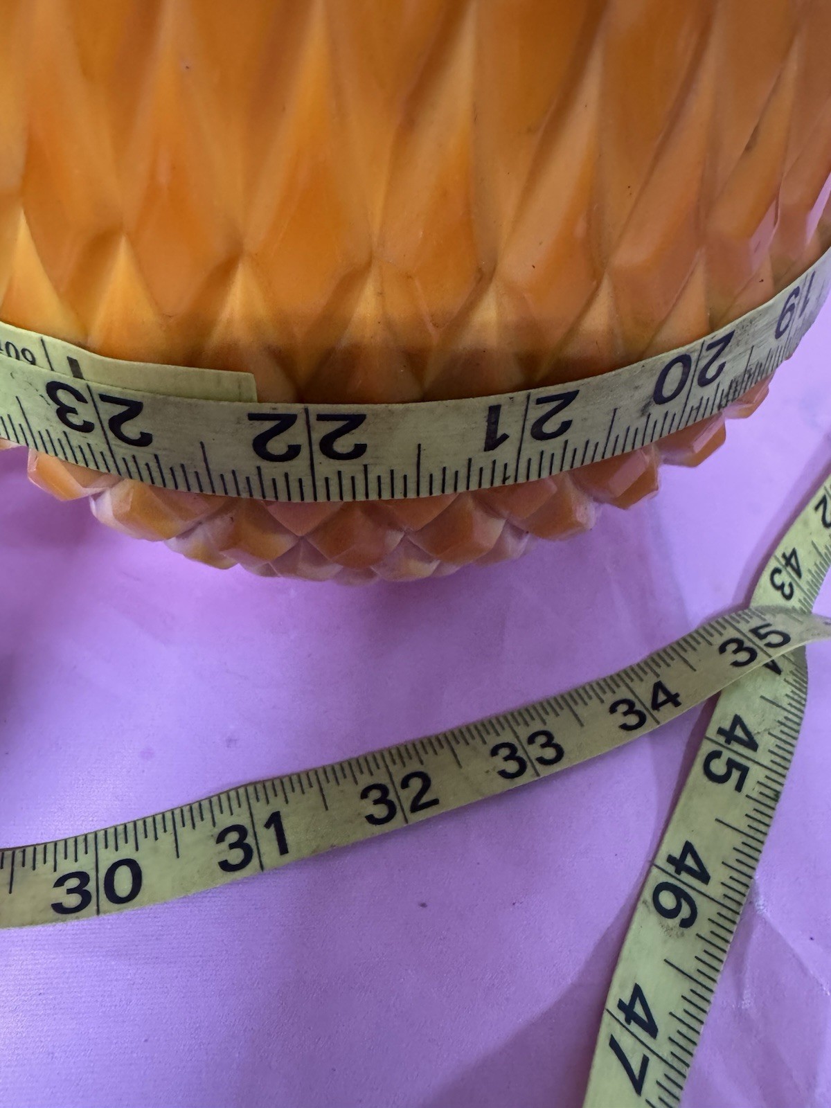 Vintage LE Smith 26” Bittersweet Pineapple Floor Glass Swung Vase Fat Bottom