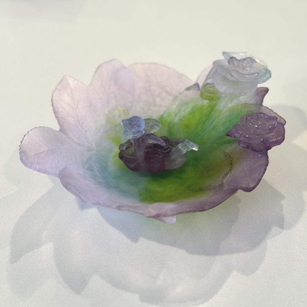 Daum – Crystal Roses Decorative Dish and Crystal Angel – Pate De Verre
