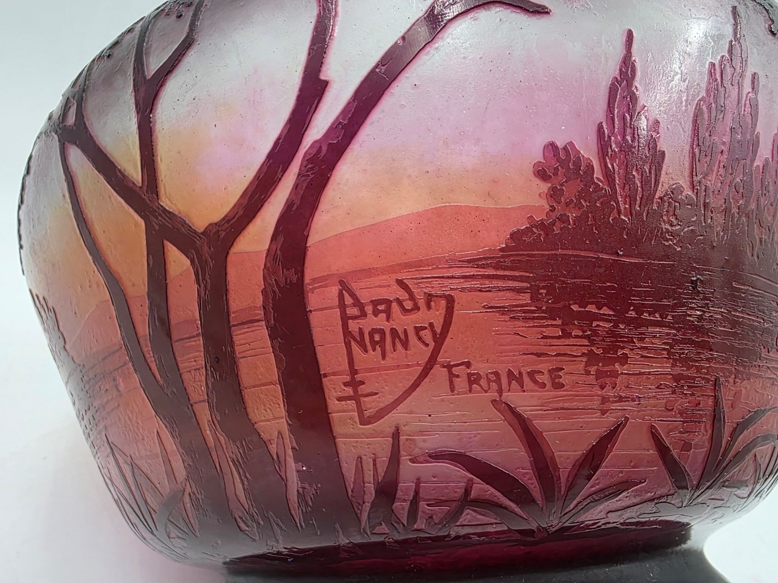 Antique c1910 Original Large 18” Art Nouveau Daum Nancy Cameo Glass Vase