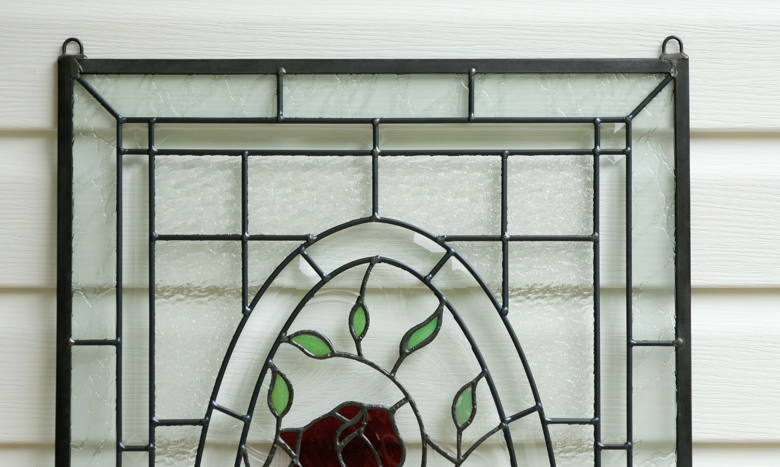 20″ x 34″ Stained Glass Window Panel rose blooming