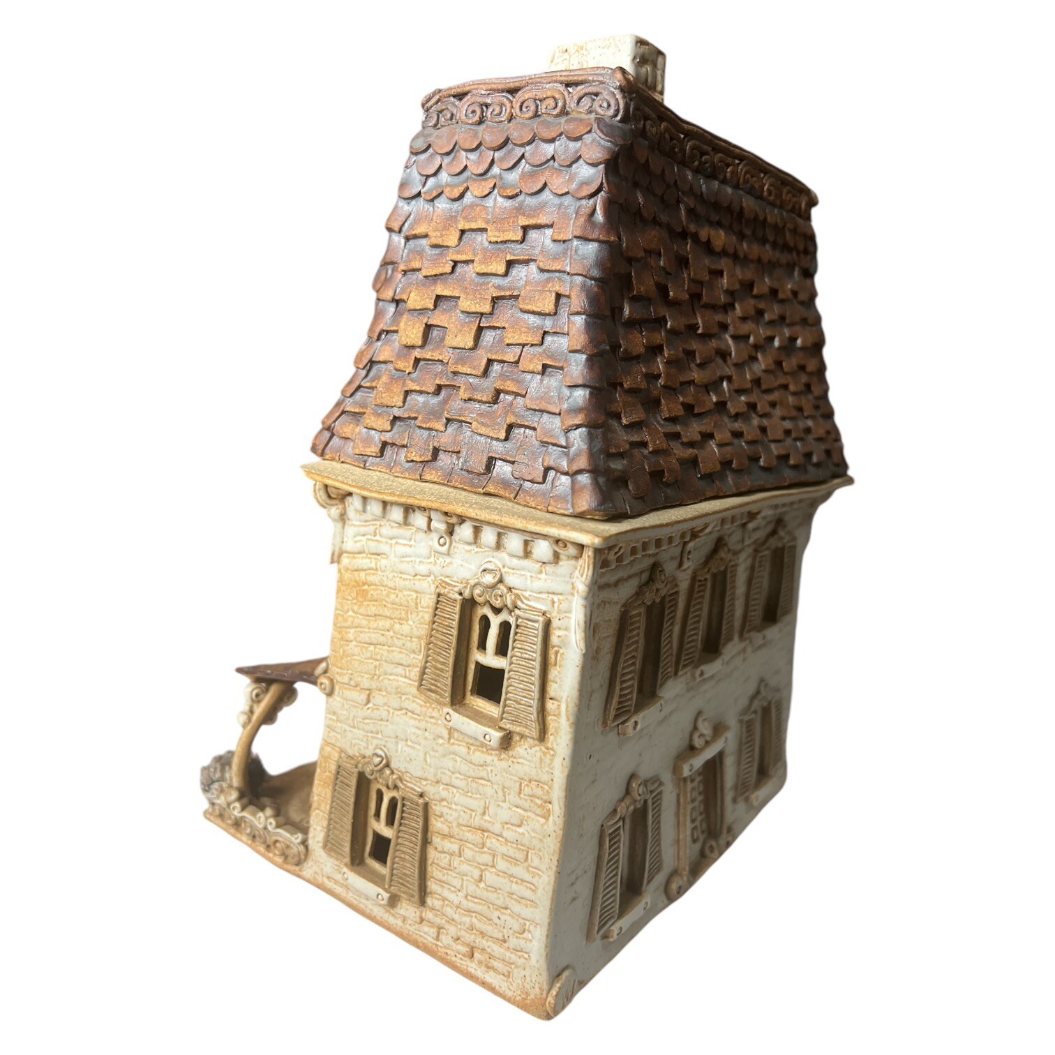 Windy Meadows Pottery Mimosa Candle House #23 of 50 Signed 1988 12″High 8″ Wide