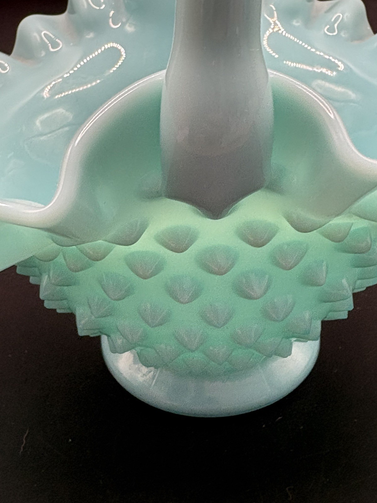 Fenton Pastel Turquoise Hobnail Basket