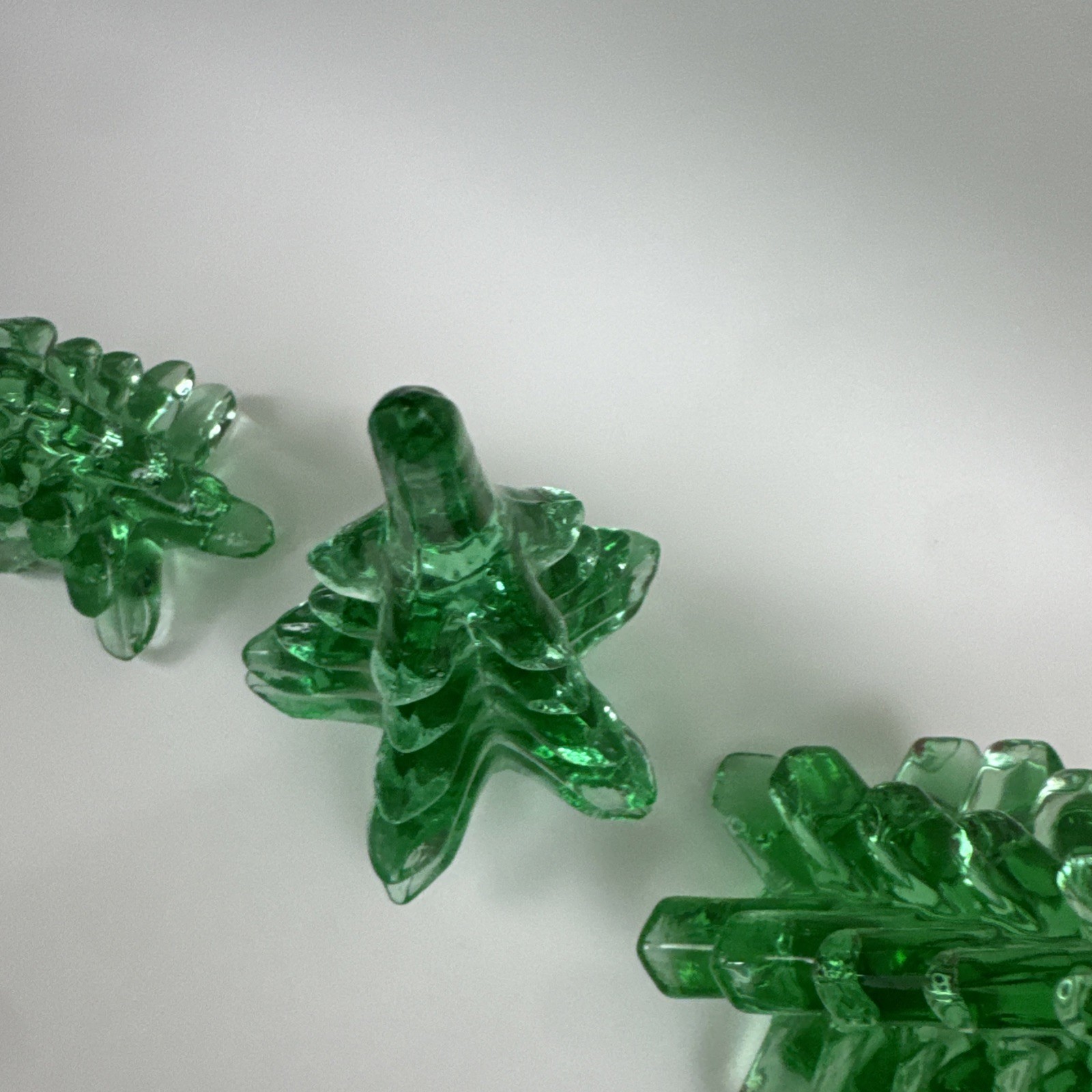 Vintage Christmas Evergreen Tree Green Molded Art Glass Figural Lot Decor