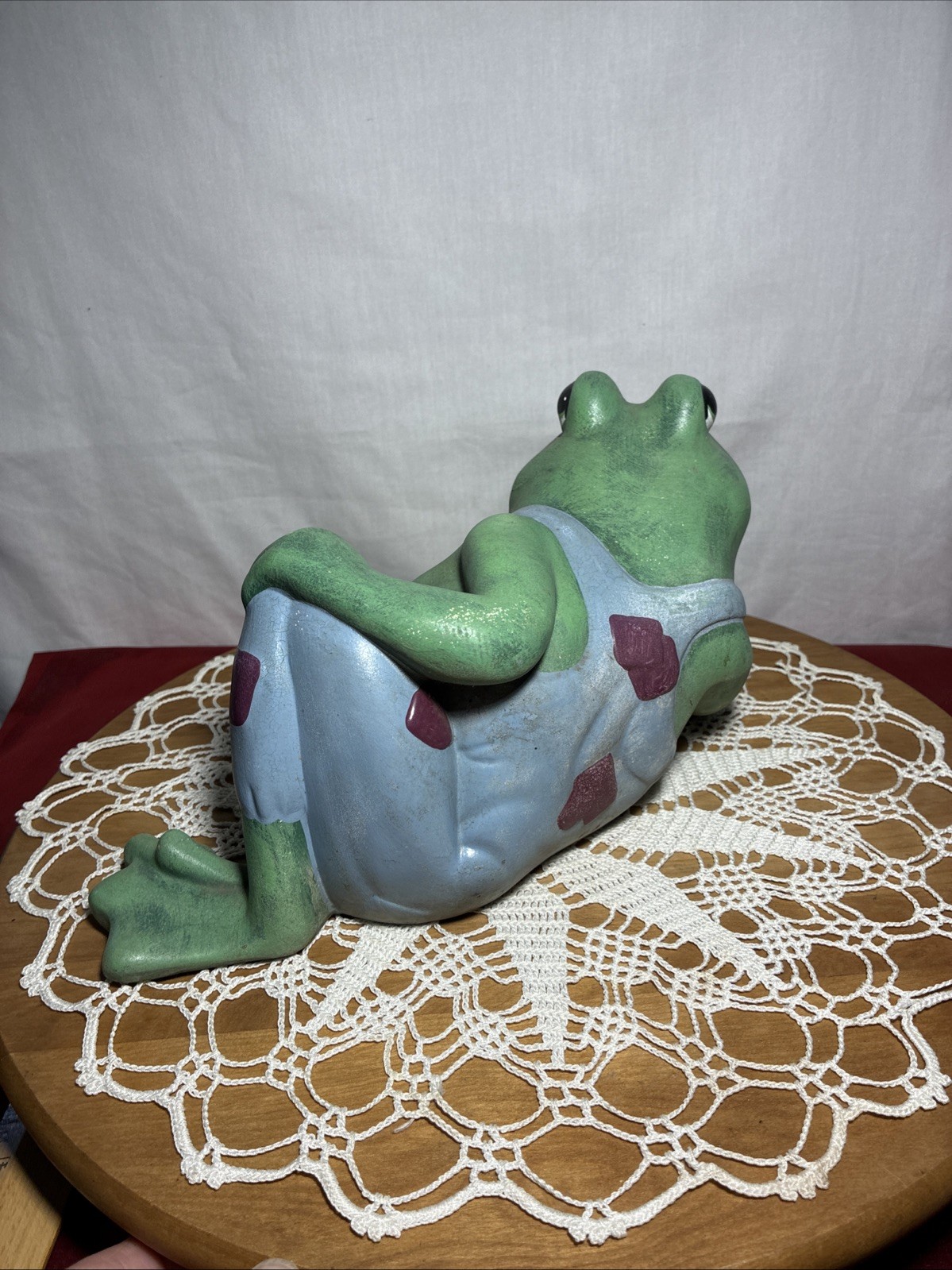 VTG 1960s Ceramic Large Green Hobo Frog Figurine Sculpture 11″x5.5″x5.5