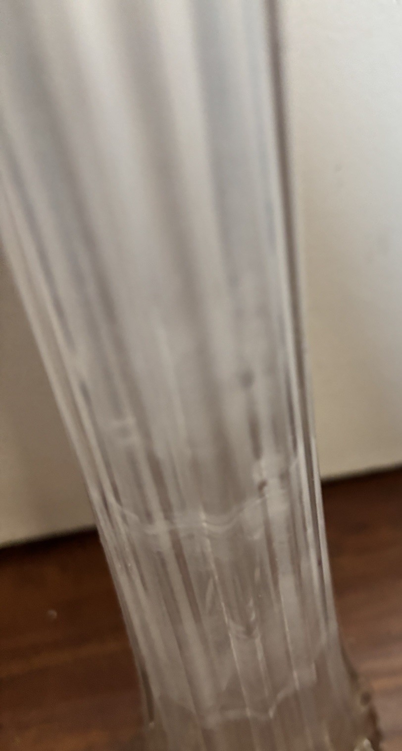 Vintage Swung Glass Vase Ribbed 22”Clear 12 Finger Stretched MCM Needs Cleaning
