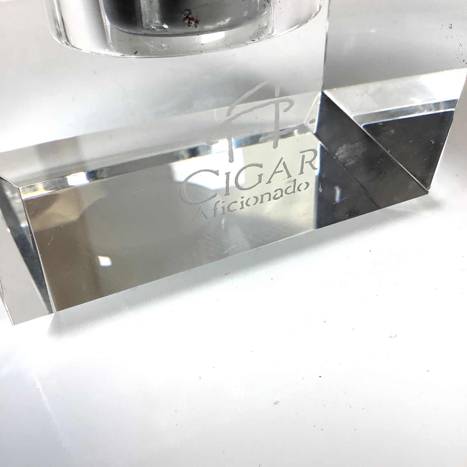 Vintage Cigar Aficionado Crystal Glass Table Cigarette/Cigar Lighter
