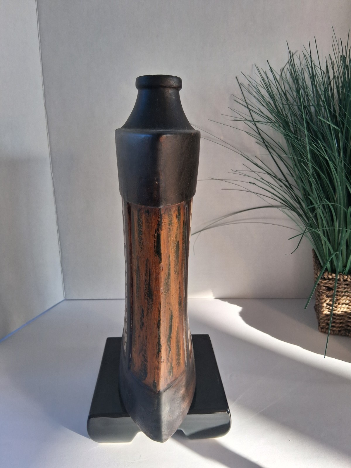 VTG! 1970’s Studio Pottery Vases; Brutalist Ebony Ceramic; Sgraffito Designs