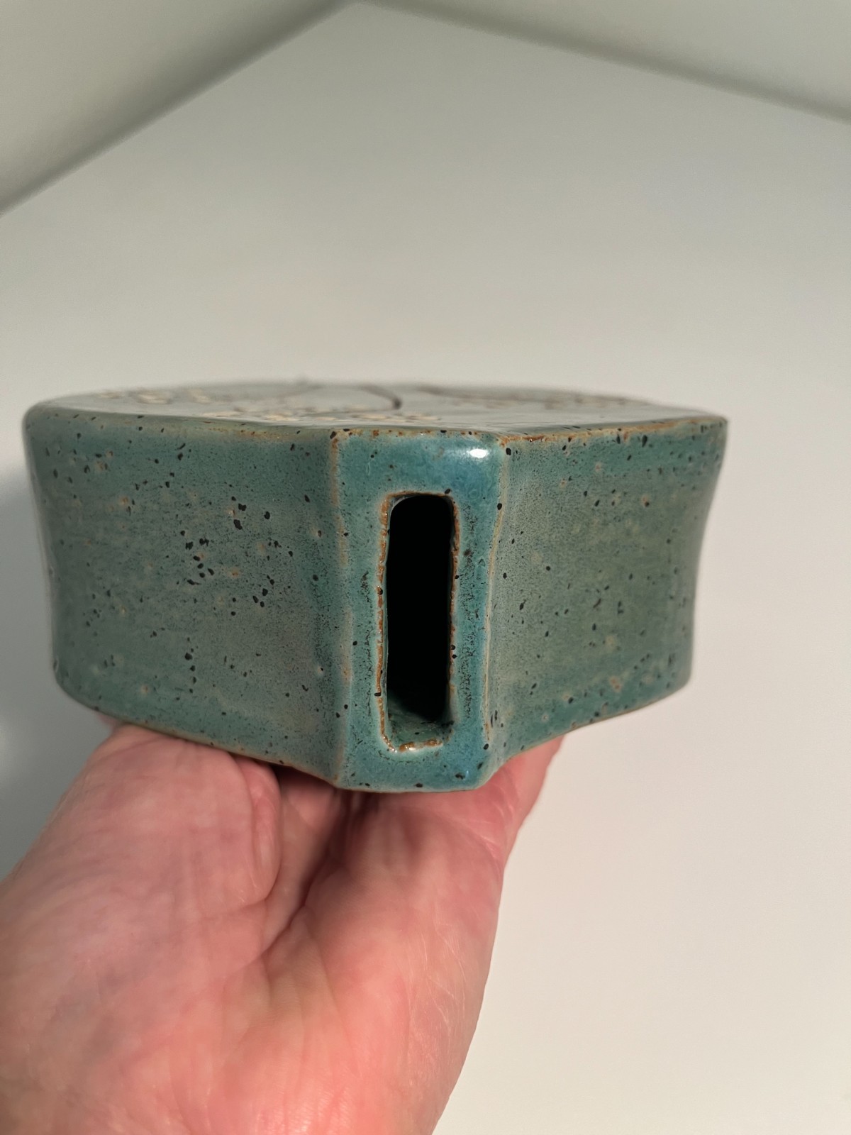 Turquoise Teal Blue Handmade Ceramic Pottery Stoneware Bud Vase Dandelion Design