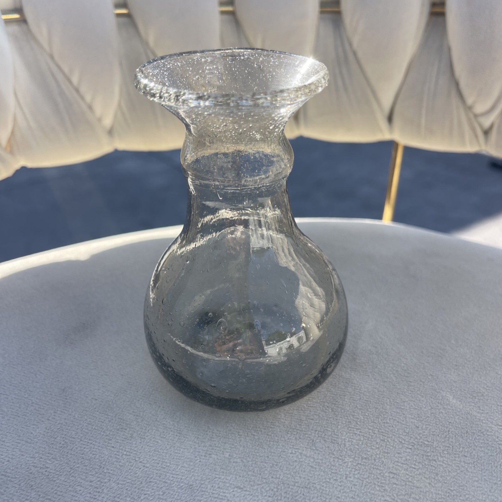 Hand Blown Bubble Art Glass Vase Made In Egypt