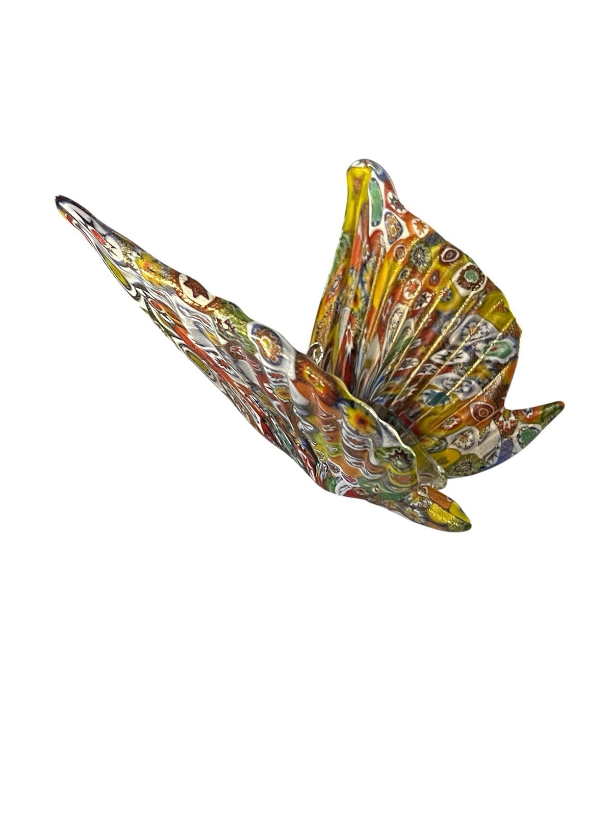 4.5 Inch Millefiori Murano Glass Butterfly Figurine