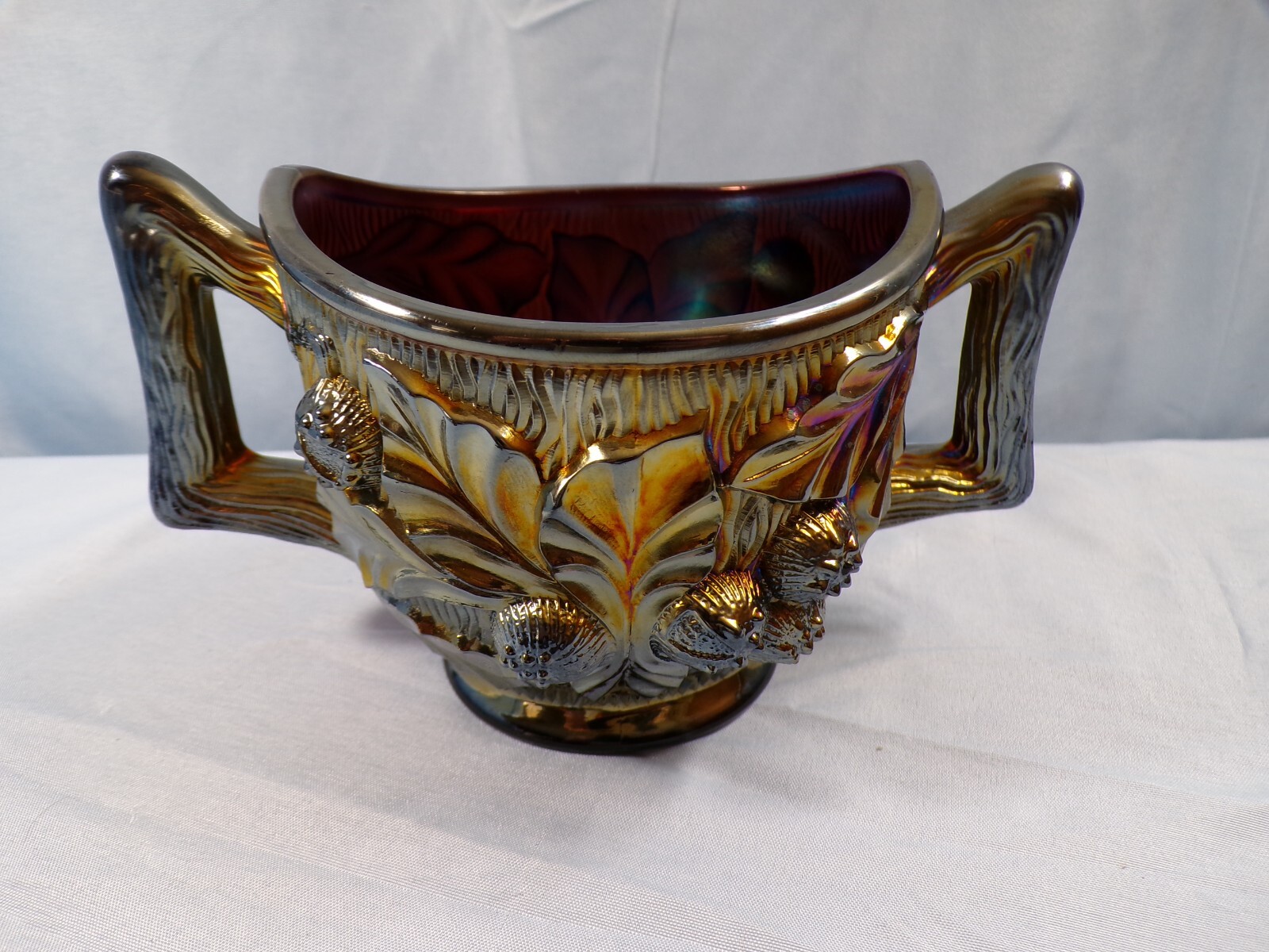 Northwood Amethyst Carnival Glass Acorn Burrs Spooner Vase