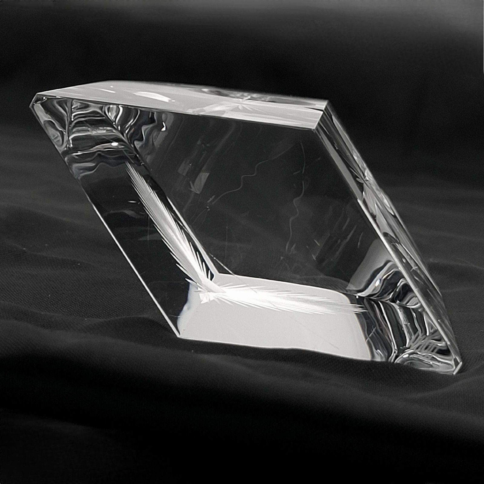Hoya Crystal Owl Paperweight MCM Clear Glass Figure 4.75″ Signed