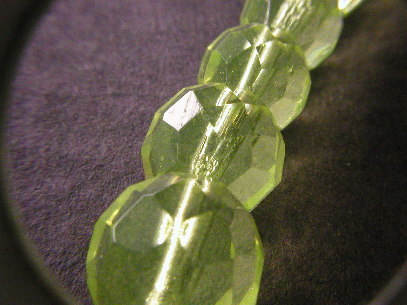 Yellow Vaseline Round Facet Glass 14 kt. gold filled Necklace Signed MH