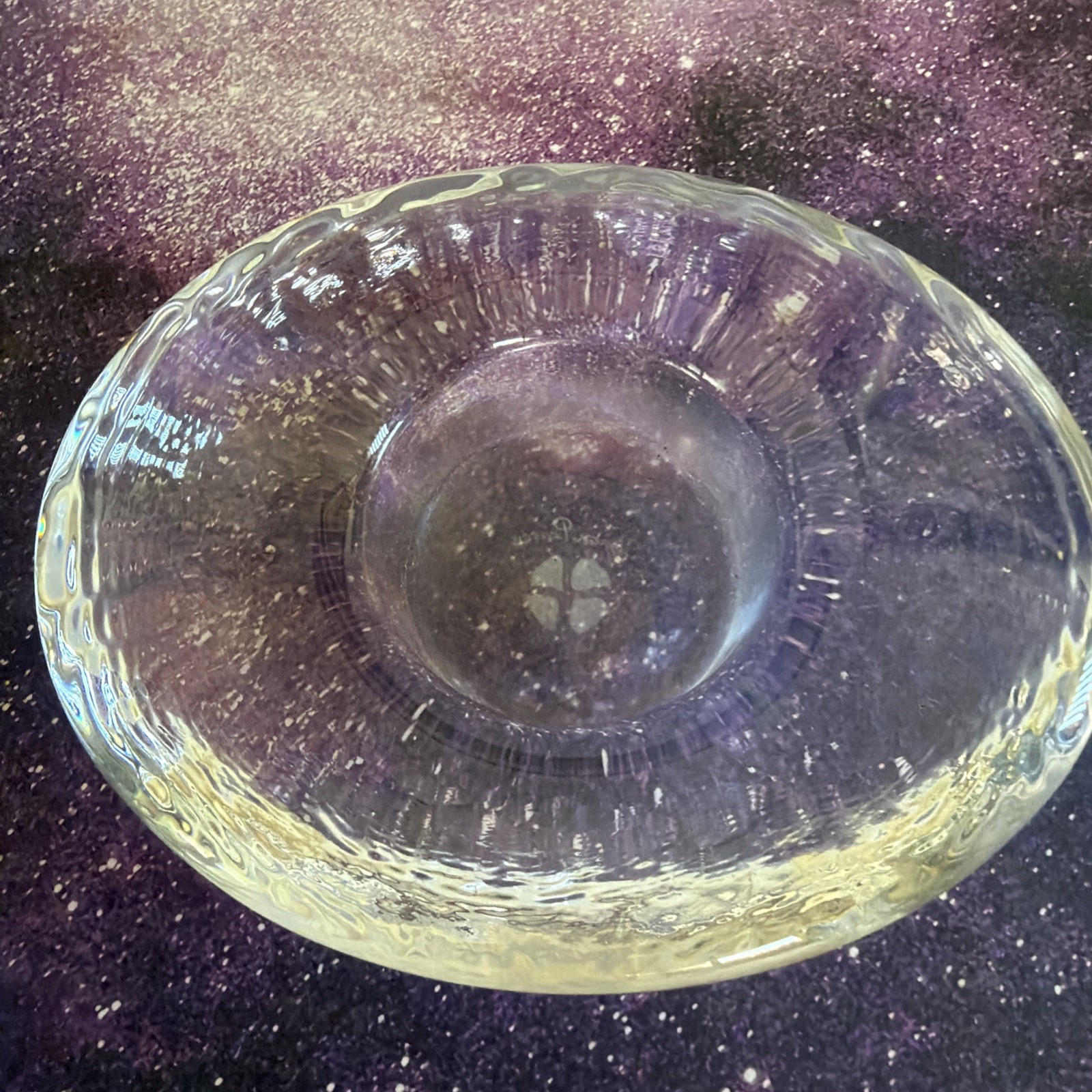SIMON PEARCE Clear Art Glass Swirl 1.5x4x5 Votive Candle Holder Signed Handmade