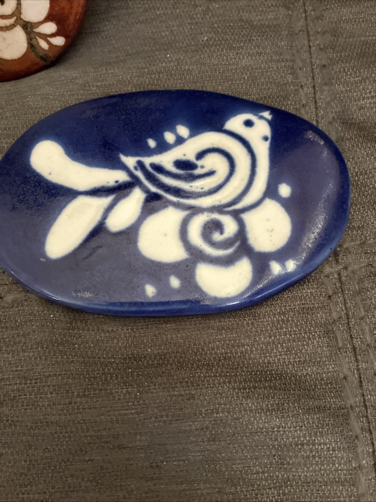 Vintage Set Of 3 Studio Pottery Trivet Coaster Signed Petteford Bird Motif Art