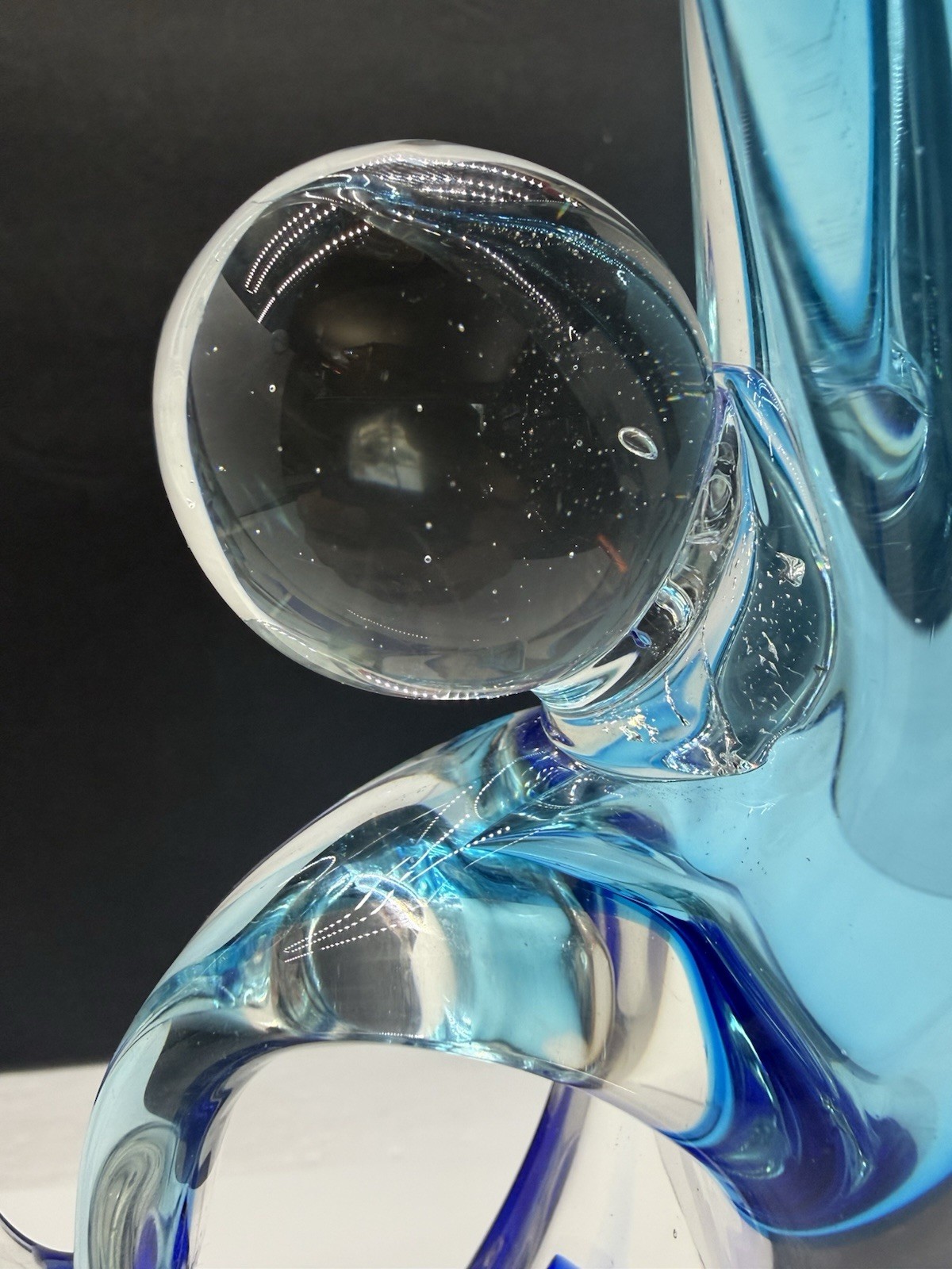 Studio Art Glass Sculpture Abstract Family Infinity Form Cobalt Aqua Hand Blown