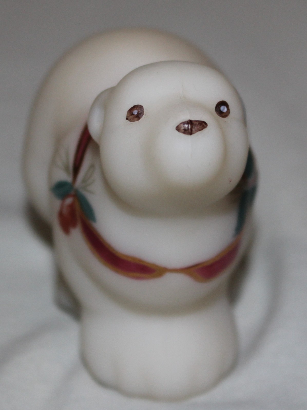 Vintage Fenton Glass Hand Painted Winter Polar Bear Signed 3 1/4″ tall x 4 1/4″