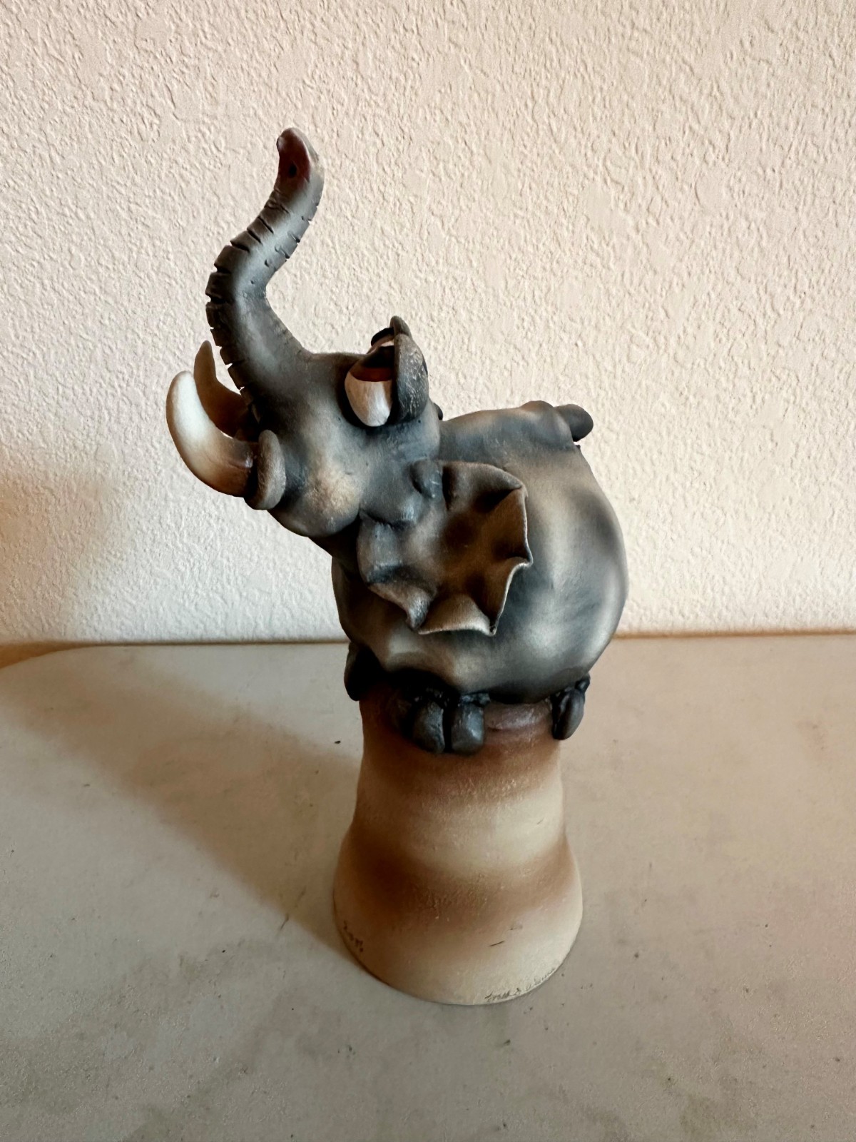 Vintage 1997 Official Todd Warner Elephant Handcrafted Ceramic Bell, Signed
